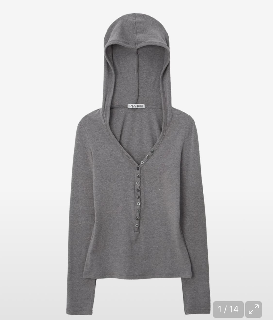 파히섬 버튼 티셔츠 그레이 상품이미지1