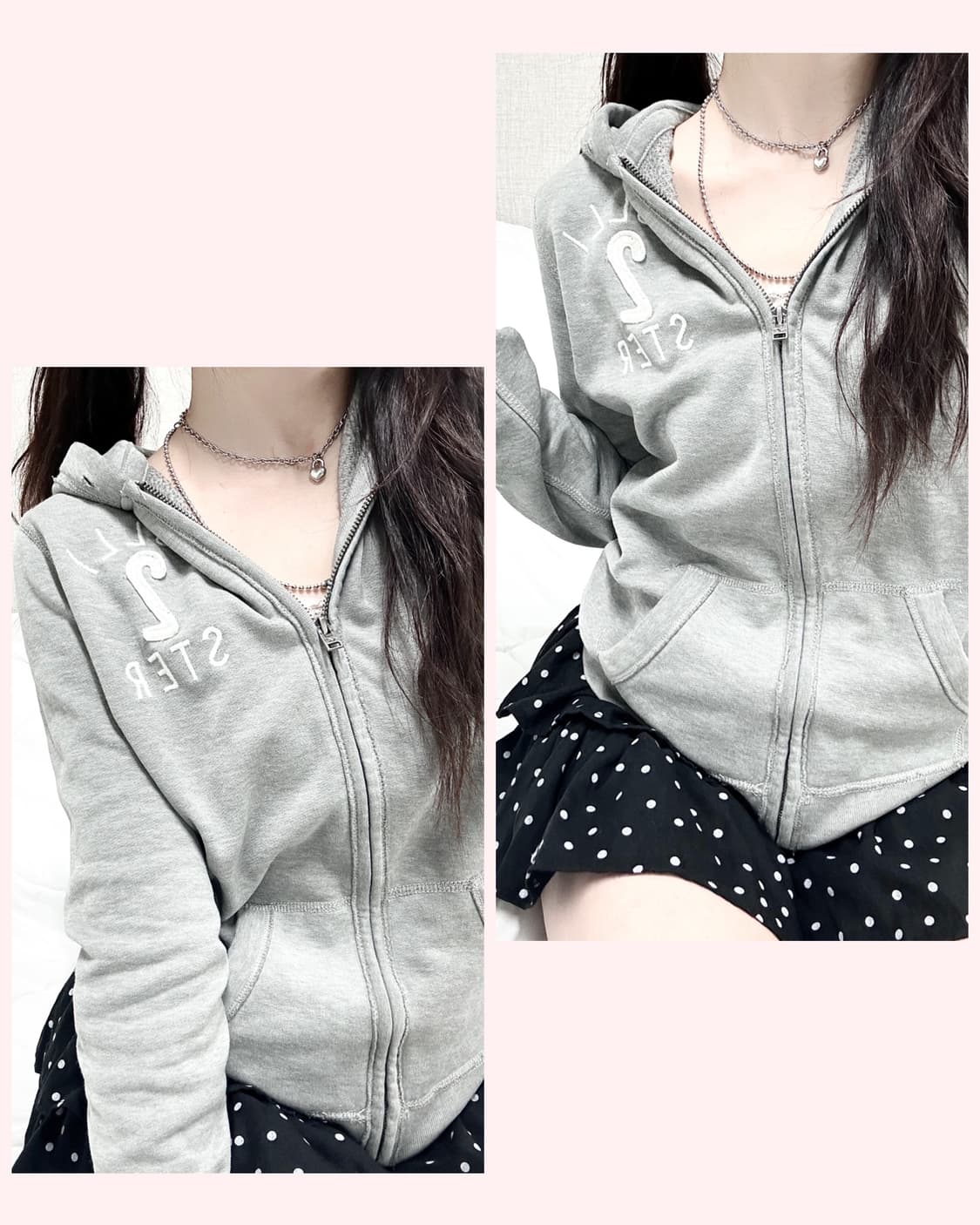 홀리스터 자수로고 그레이 후드집업 상품이미지1