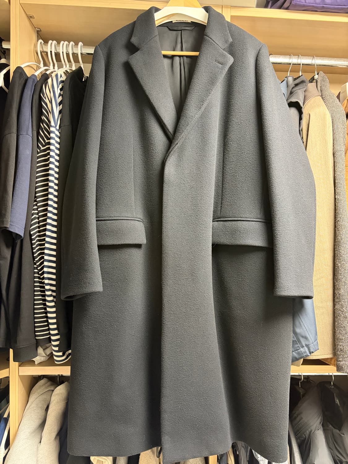 오라리 22aw 슈퍼 파인 멜튼 울 체스터필드 코트 5사이즈 다크네이비 상품이미지8