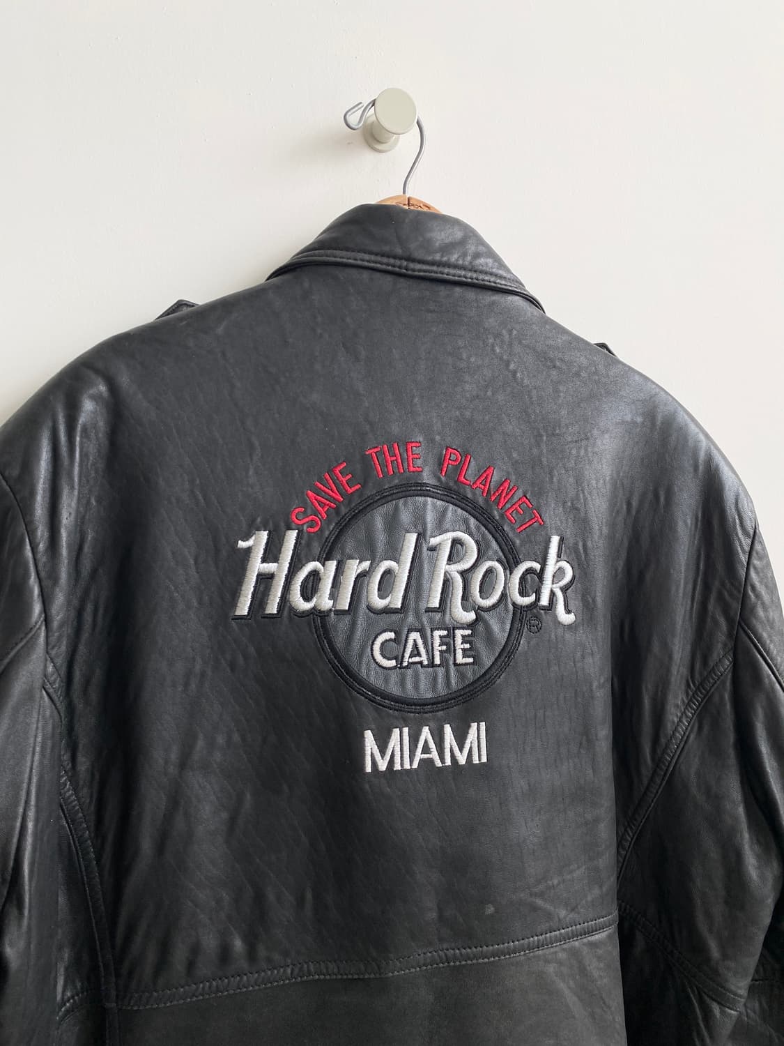 90‘s 하드락 카페 램스울 레더 라이더 자켓 상품이미지7