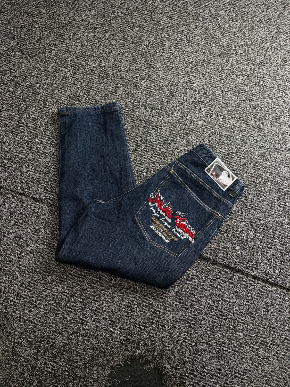 00s MLB 올드스쿨 자수 힙합 와이드 데님 팬츠 4217  상품이미지1