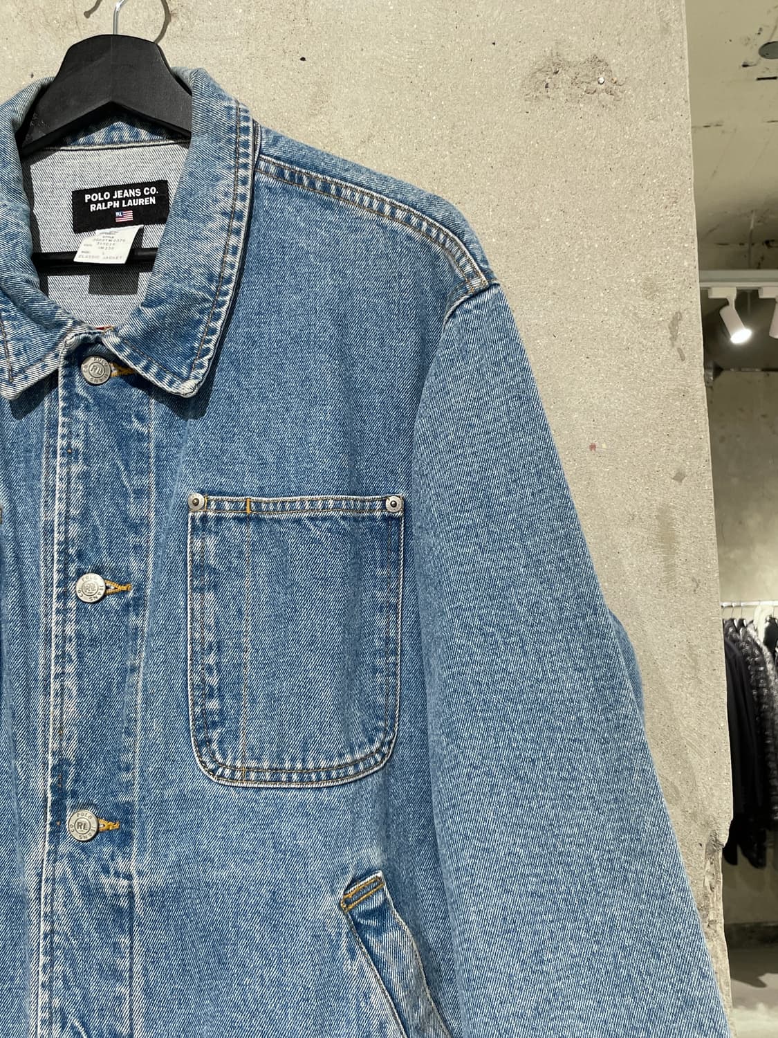 폴로 진스 클래식 연청 성조기 트러커 데님 자켓 상품이미지4