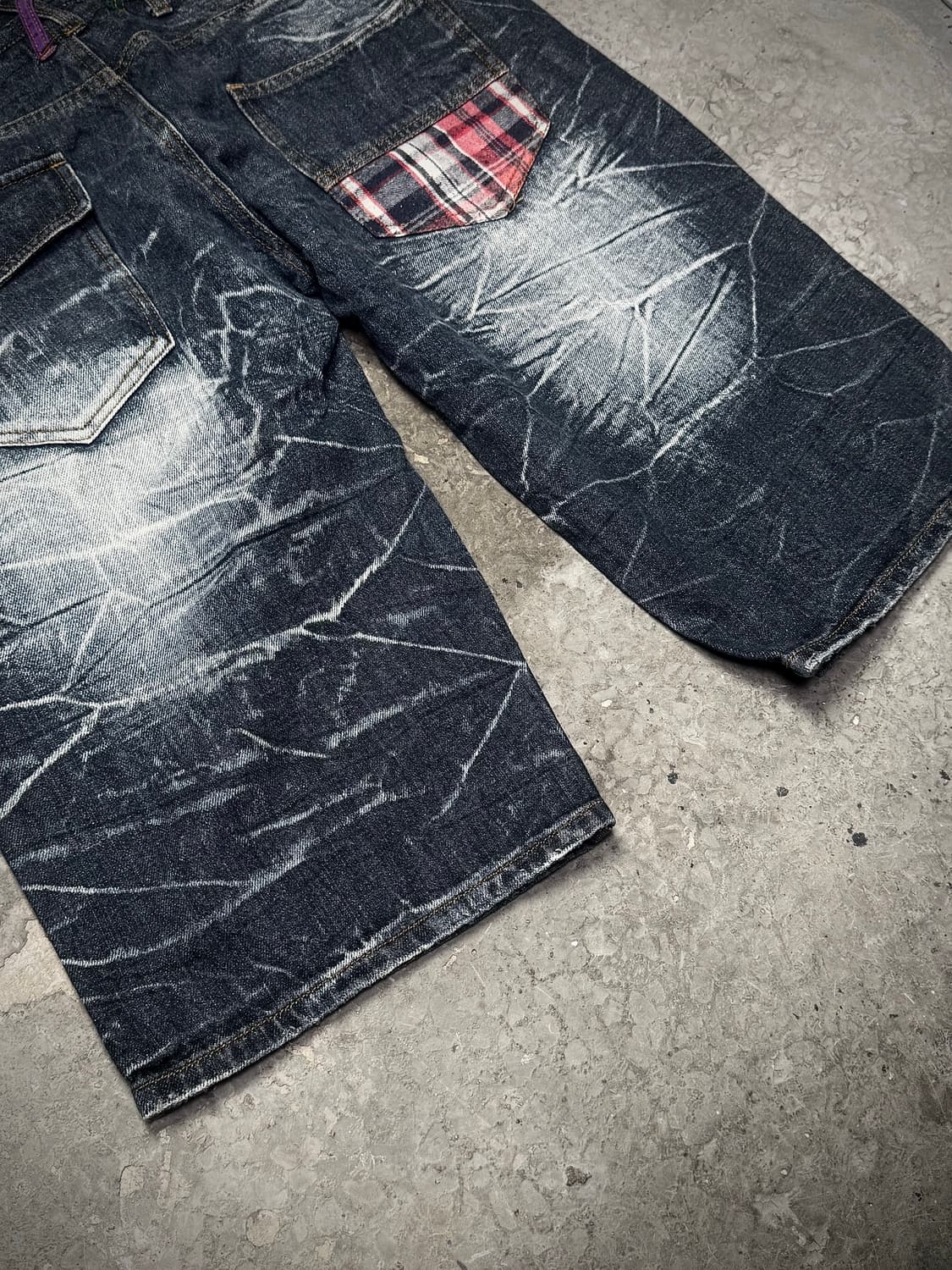 Crushed Check Double Belt Denim Shorts 상품이미지9