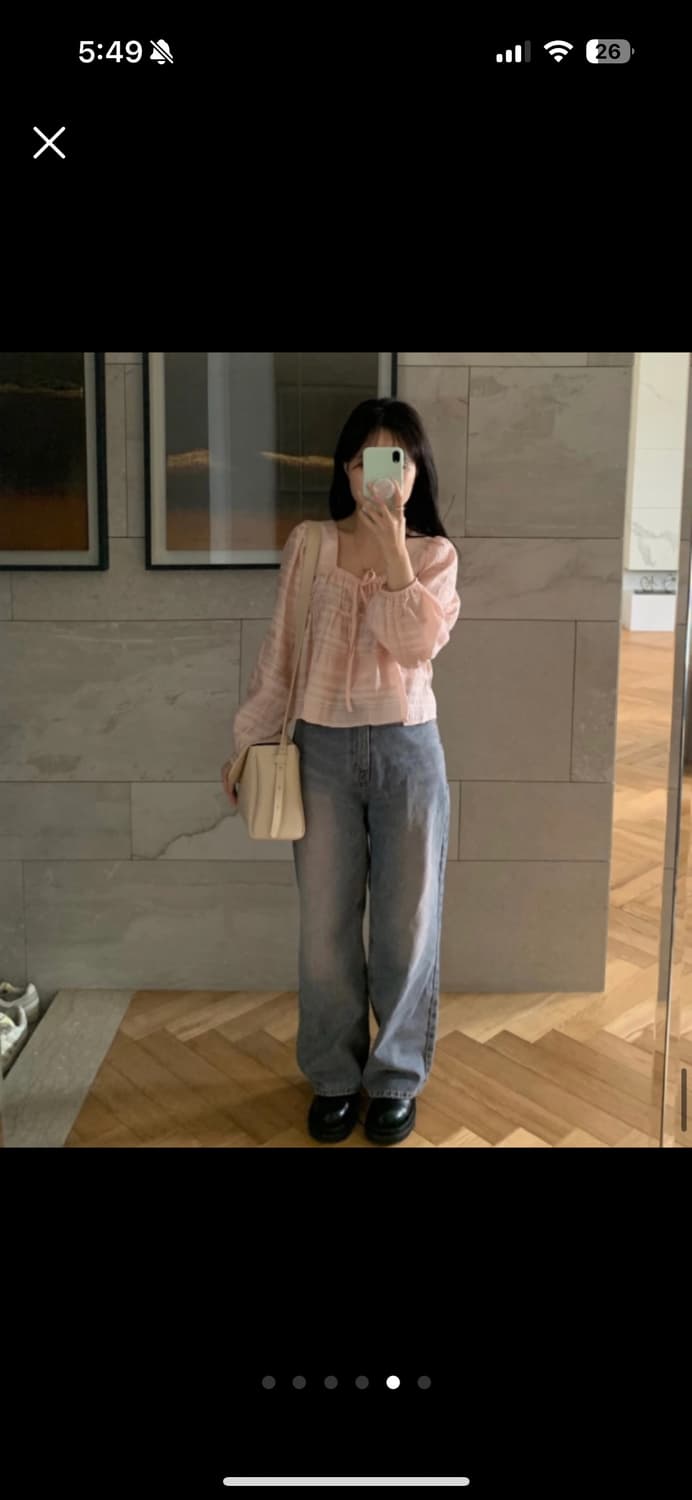 오이니 소라색 블라우스 상품이미지5