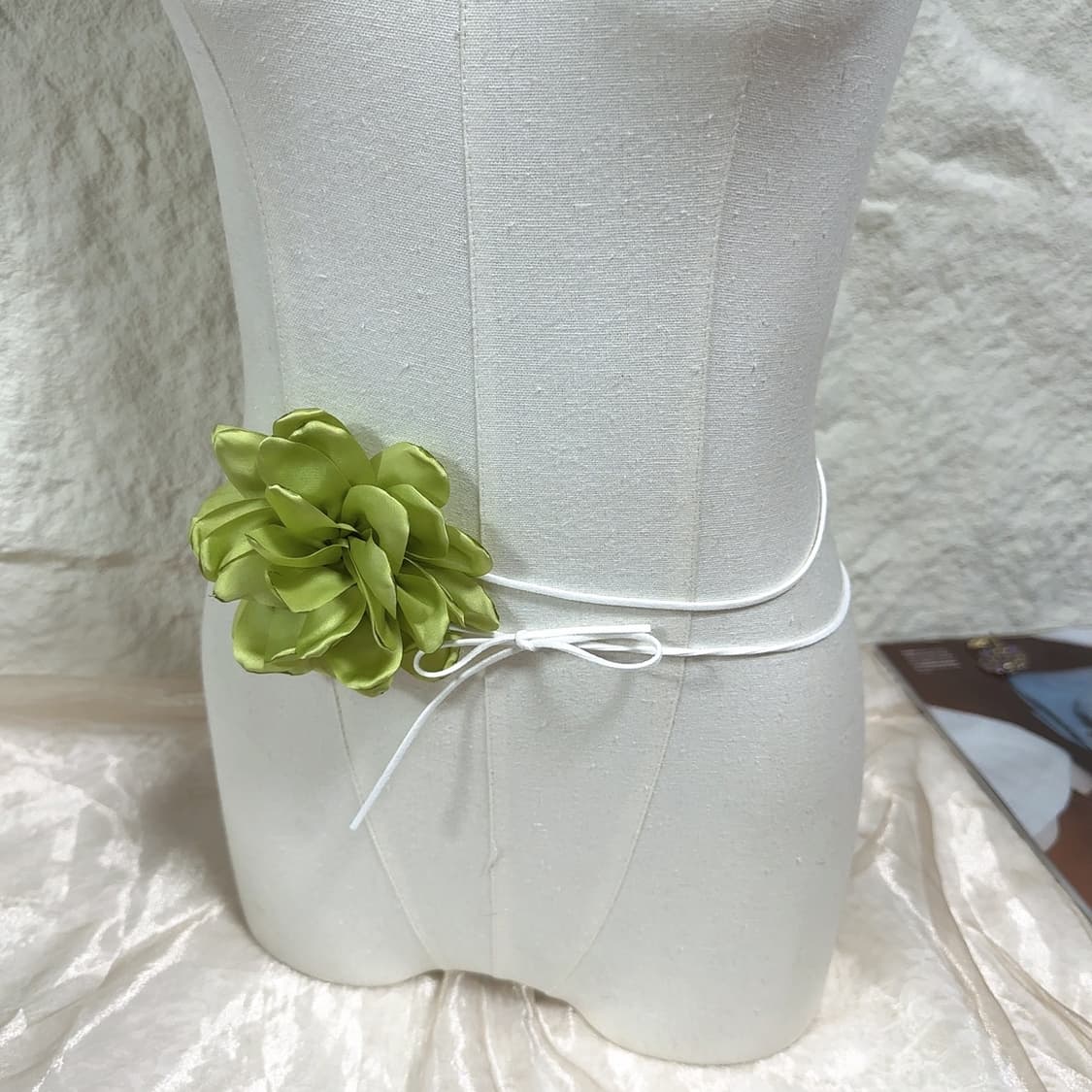 빈티지 플라워 스웨이드 목걸이 듀얼 허리띠 상품이미지3