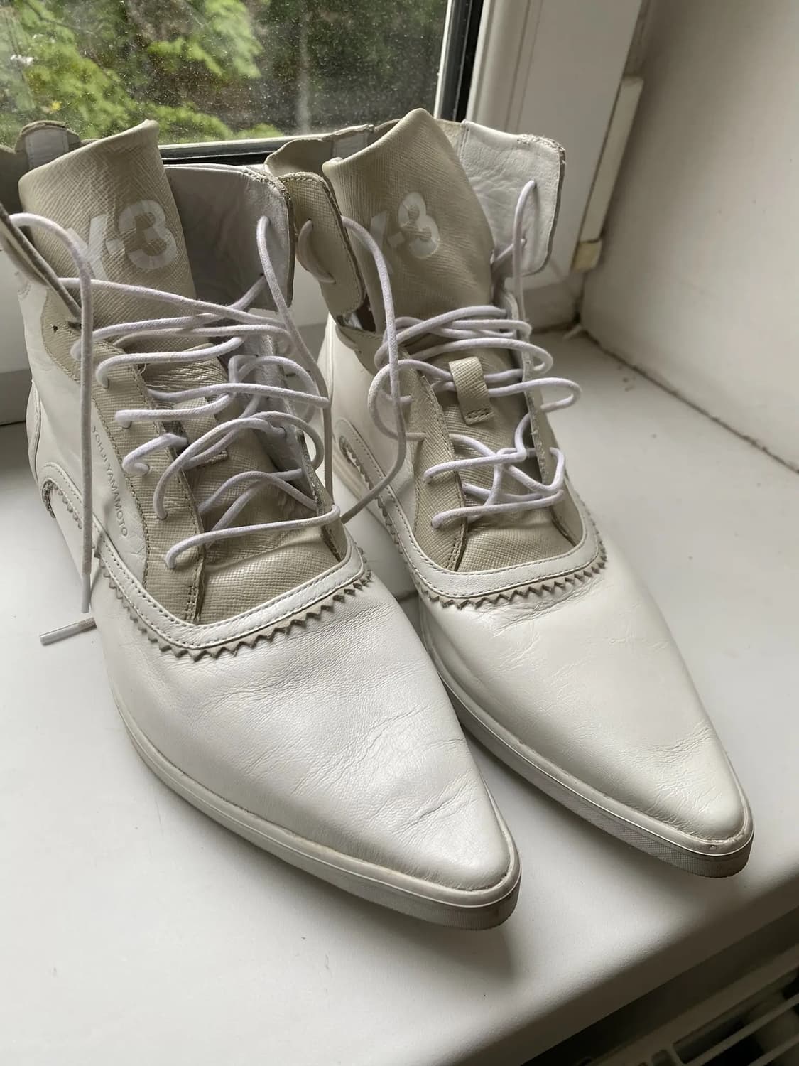 Y-3 adidas 콜라보 화이트 레더 스니커즈 부츠 상품이미지1