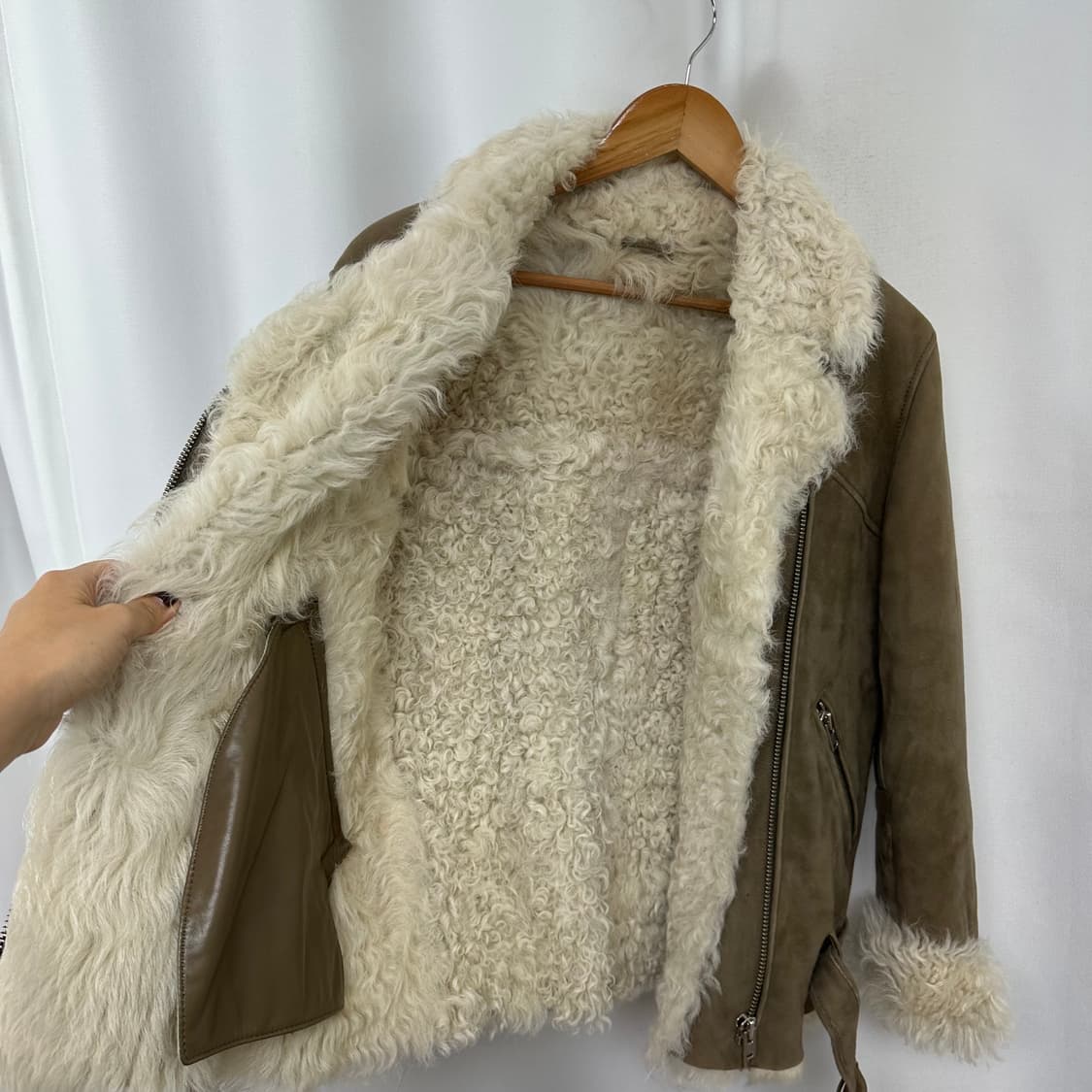   IRO 이로 여자 양털100% 무스탕 자켓 브라운 34  상품이미지5