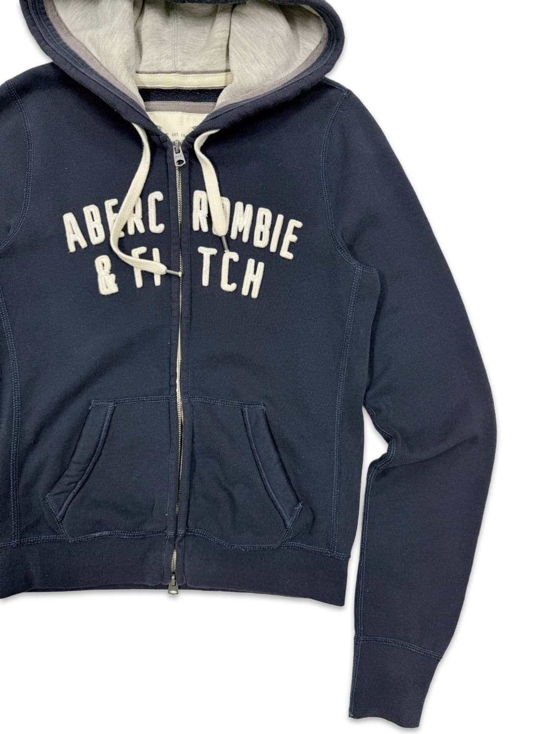 빈티지 아베크롬비 네이비 로고 후드집업 상품이미지2