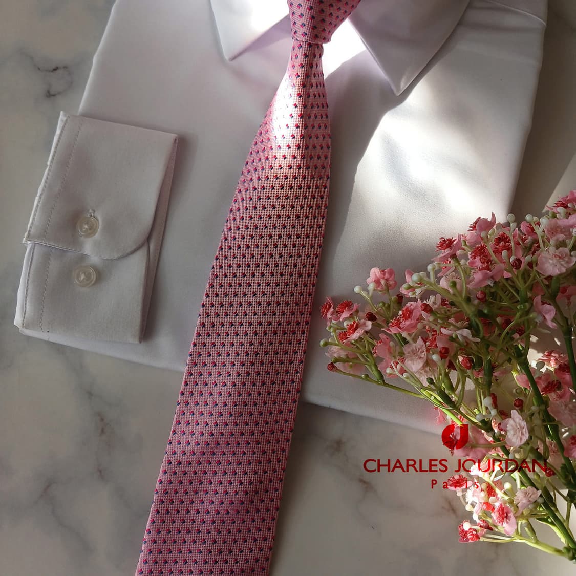 샤를 주르당 실크 마이크로 패턴 슬림 넥타이 8cm A+등급 A19167 상품이미지1