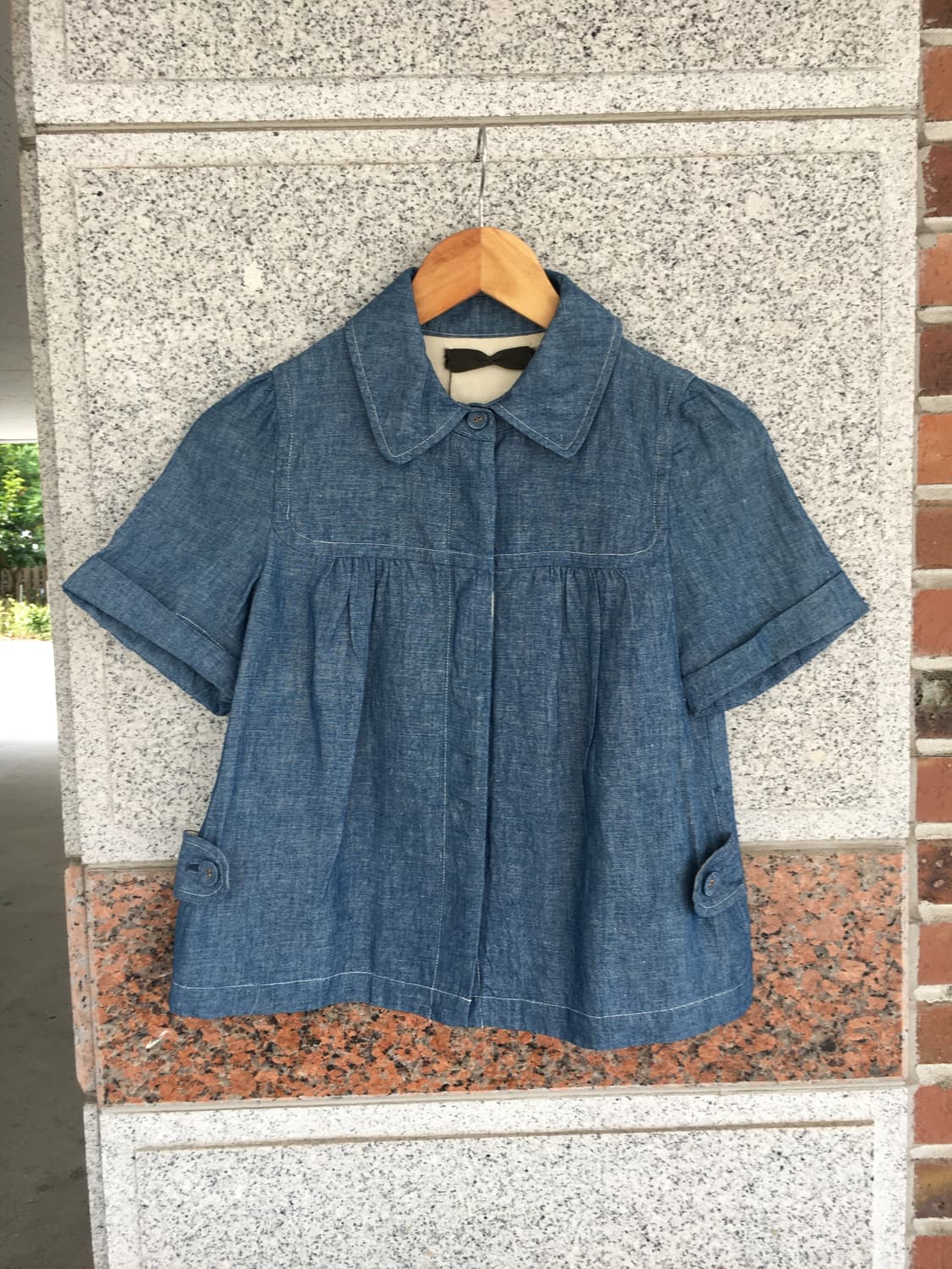 데님 린넨 카라 블라우스 상품이미지1