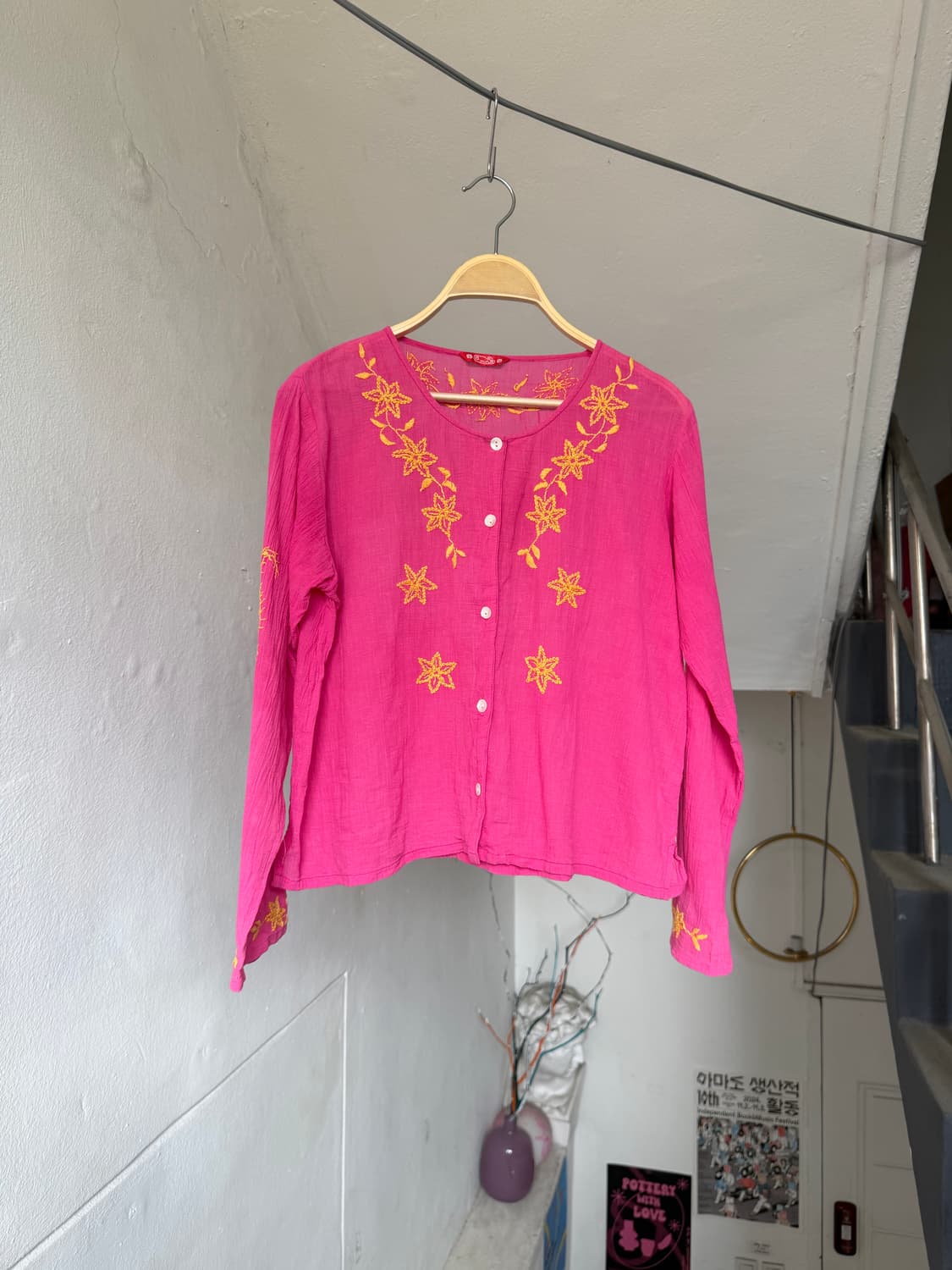 에스닉 거즈 코튼 자수 크롭 가디건 상품이미지1