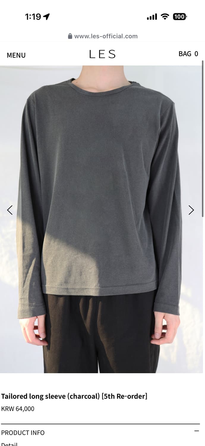 les Tailored long sleeve charcoal 2 상품이미지1