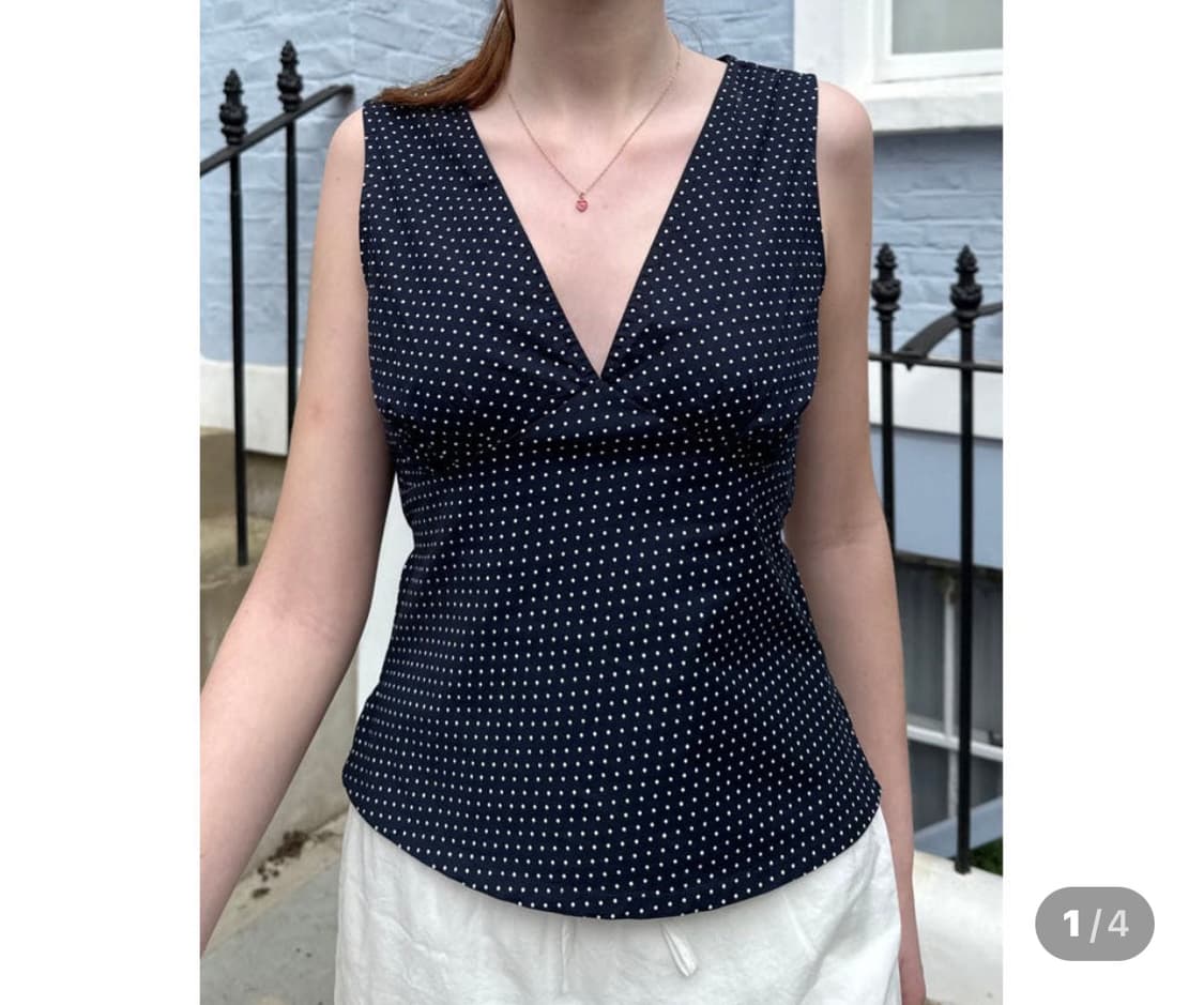 브랜디멜빌 라파엘라 폴카도트 민소매티 네이비 상품이미지1