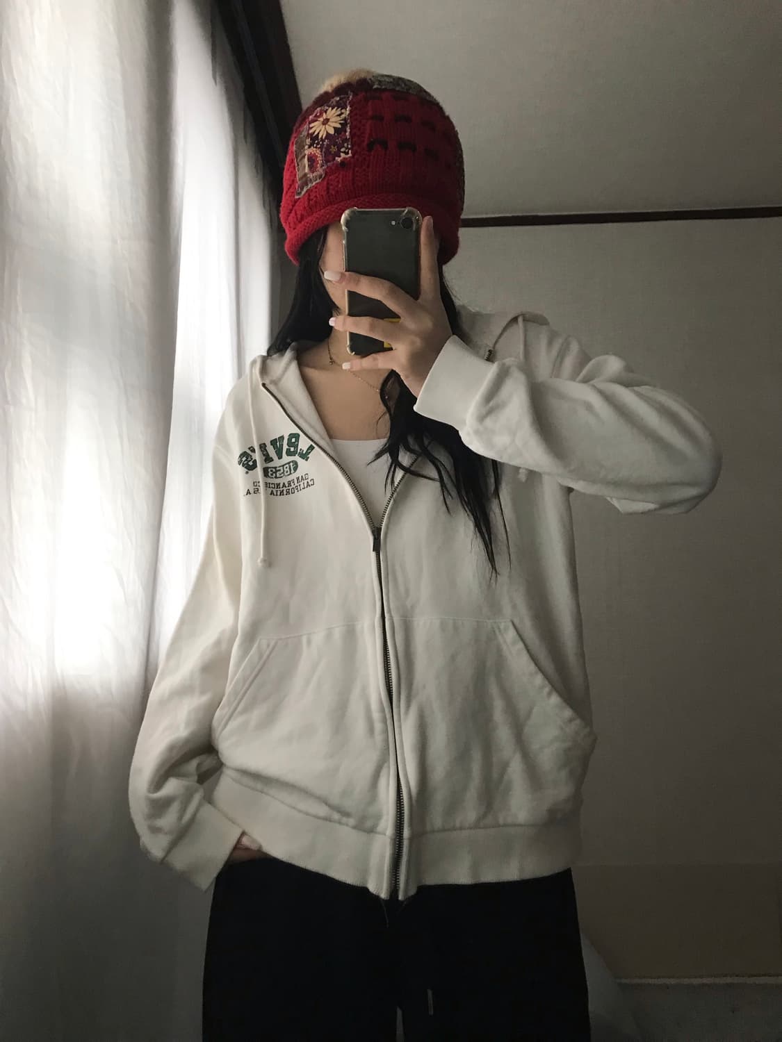 리바이스 화이트 빈티지로고 후드집업 상품이미지4