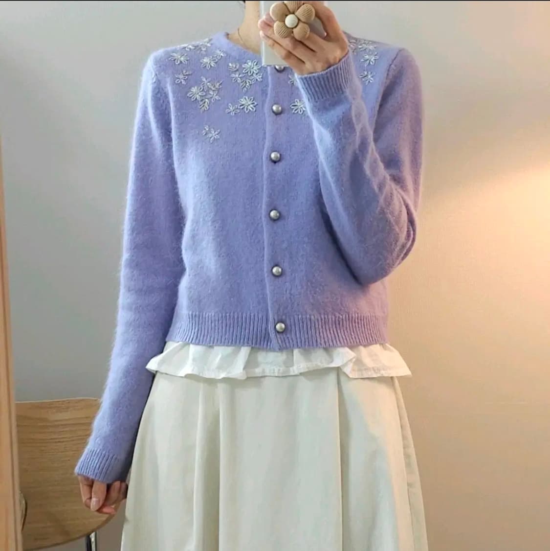 (F)아네스베 japan 여자 앙고라 울 자수 가디건 상품이미지1