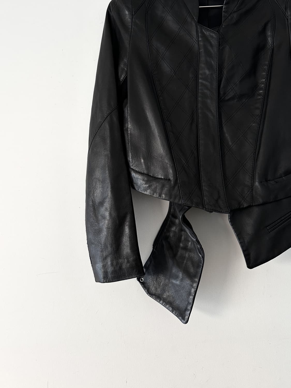 Slim lining dual leather jacket / black 상품이미지4