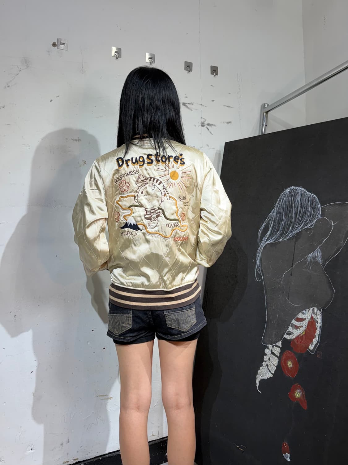 JPN 드럭스토어 일본빈티지 수니베어 스카잔 새틴 오리엔탈 스카쟌 상품이미지5