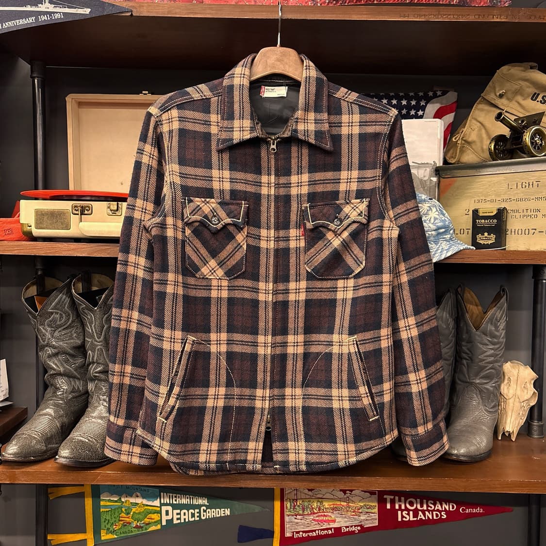 00s 리바이스 레드탭 웨스턴 요크 타탄체크 울 집업자켓 N1227 상품이미지1