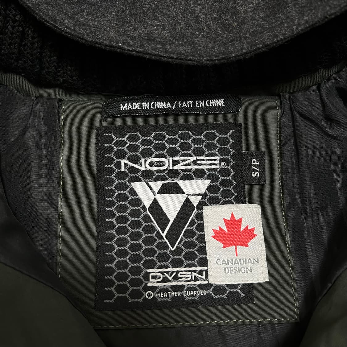 노이즈 니트 배색 와펜 후드 패딩 점퍼 [다크 카키] S/95 상품이미지5