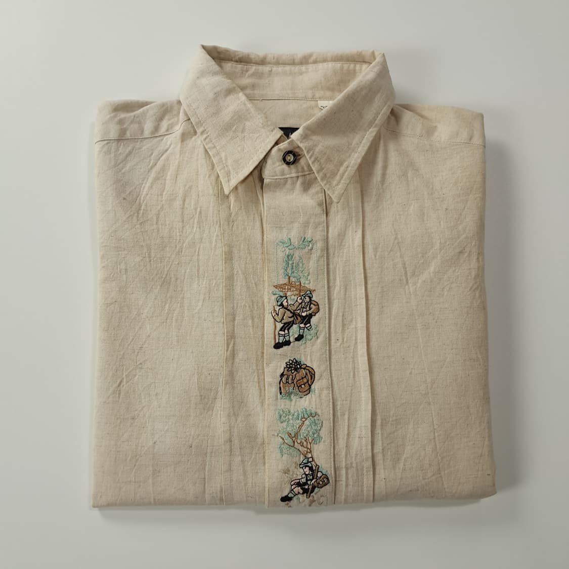 CK476 L Woodpecker 90s 독일 바바리안 린넨 알펜 셔츠 상품이미지6