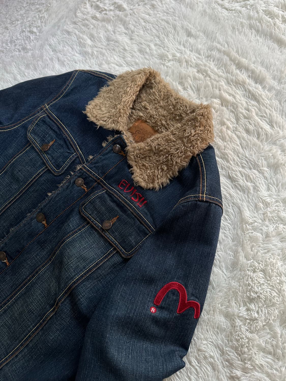 EVISU 양털 카라 데님 자켓 L(100) 상품이미지3