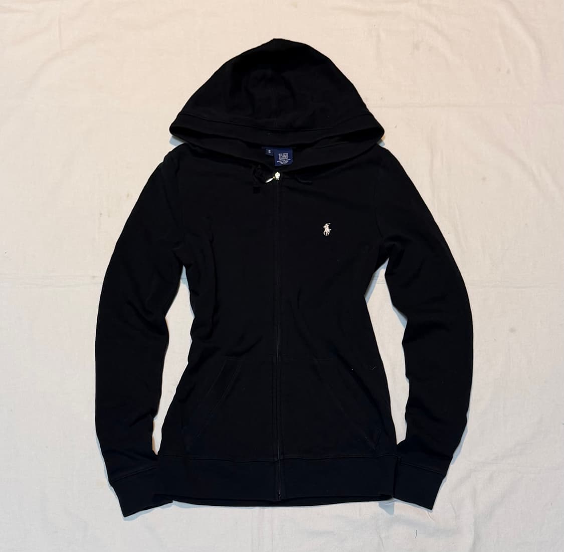 폴로 랄프로렌 딱붙핏 포니 후드집업 블랙 화이트 상품이미지1