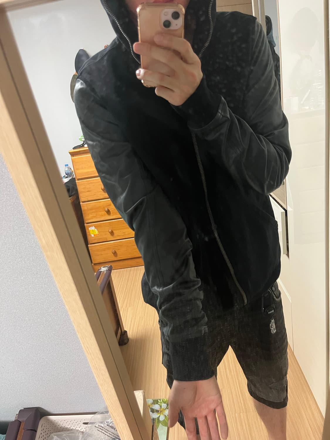 릭오웬스 레더 후드 상품이미지2