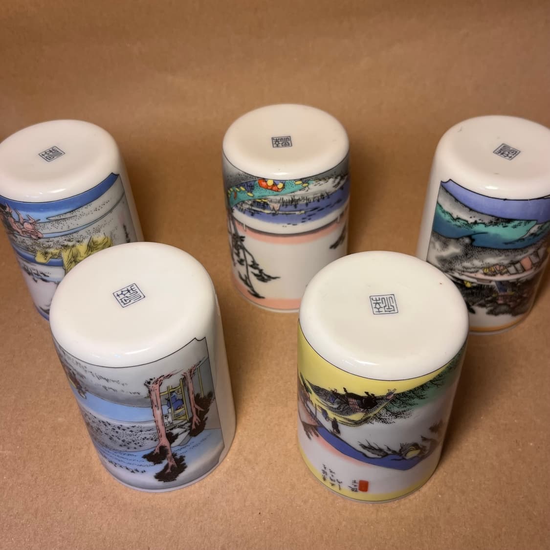 일본 전통 회화 프린트 유노미(湯呑み) 컵 5종 세트 상품이미지8