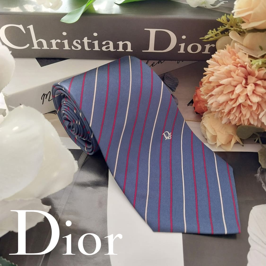 디올 실크 스트라이프 로고 포인트 넥타이 8.2cm A+등급 K1777
 상품이미지1