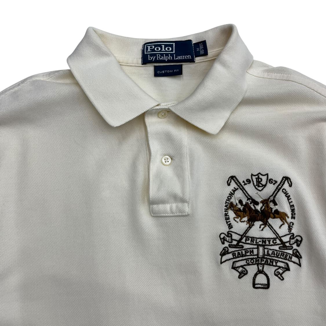 폴로 랄프로렌 브라운 홀스 로고 아이보리 카라 반팔 M 상품이미지4