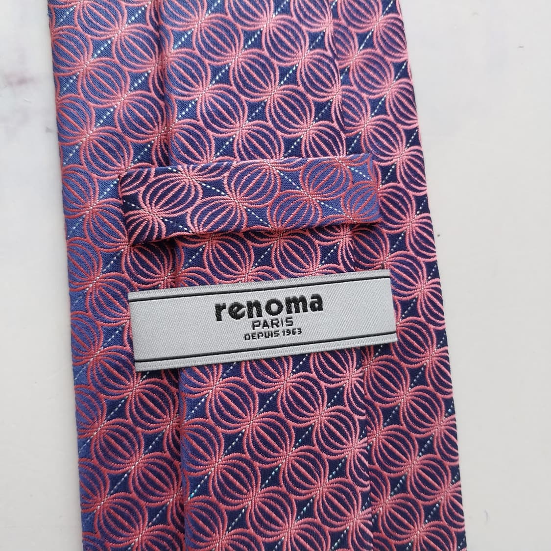 레노마 실크 핑크 서클 패턴 넥타이 8cm A+등급 K2383 상품이미지9