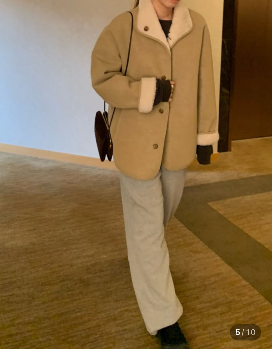 플라넬 시어링 무스탕 리버시블 양면 뽀글이 퍼 가죽자켓 밍크 리본빛 상품이미지2