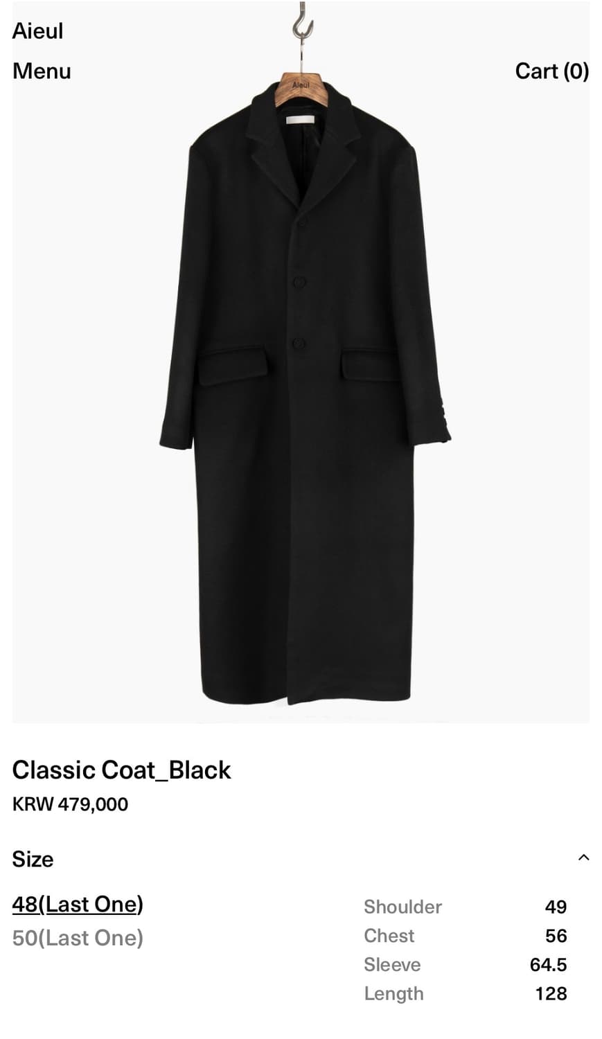 Aieul Classic Coat_black(m) 상품이미지1
