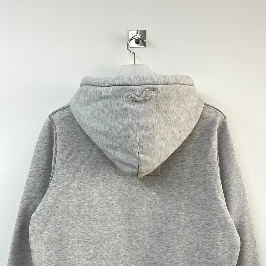 홀리스터 버건디 로고 멜란지그레이 후드티 상품이미지5