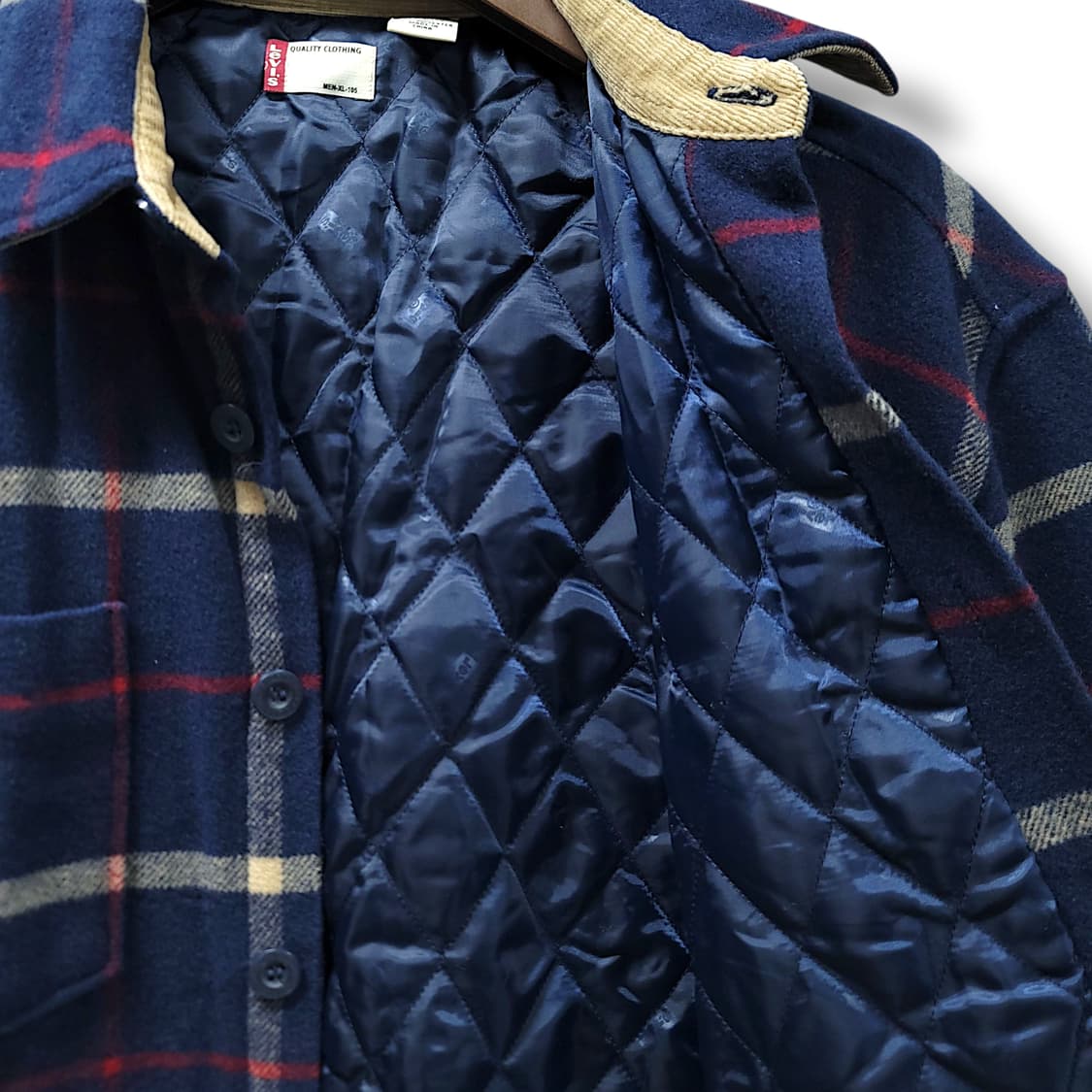[105/XL] 리바이스 네이비 체크 모직 플란넬 셔츠 자켓 상품이미지8