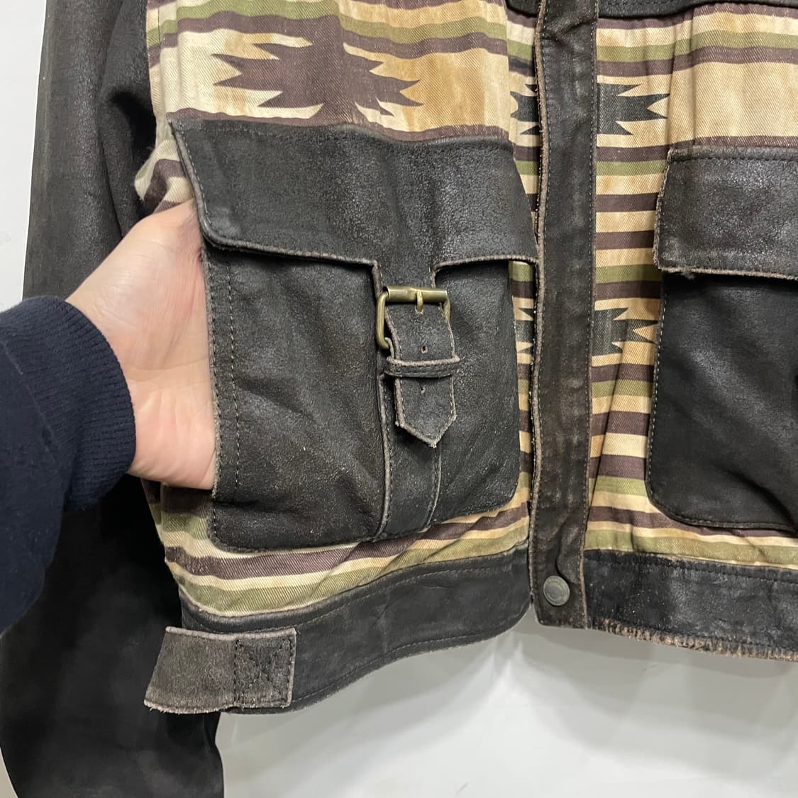 90s 할리 데이비슨 트라이벌 패턴 가죽자켓 상품이미지7