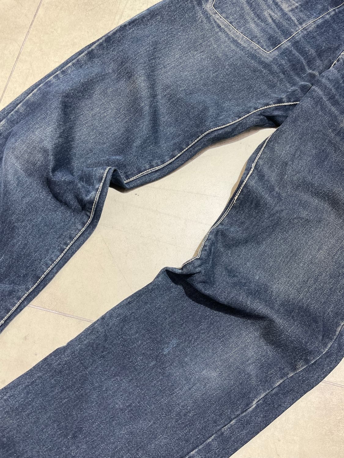 Tough jeansmith 빈티지 워싱 진청 와이드 데님 팬츠 상품이미지4