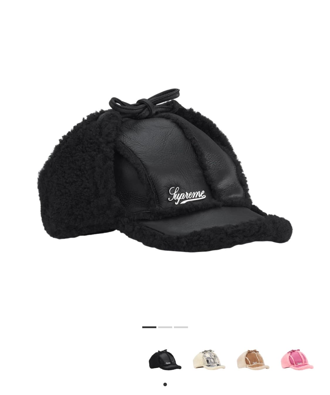 슈프림 셔링 라인드 이어플랩 캡 블랙 - 25FW 상품이미지1