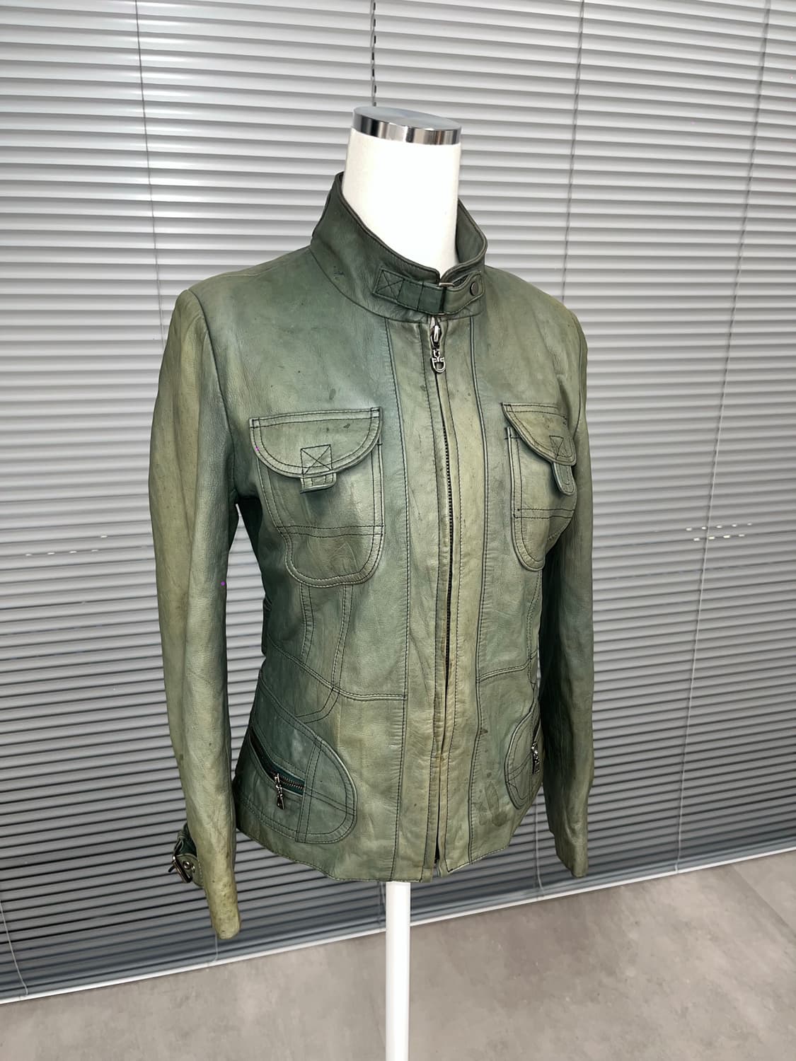 Japanese vintage green leather jacket 상품이미지7