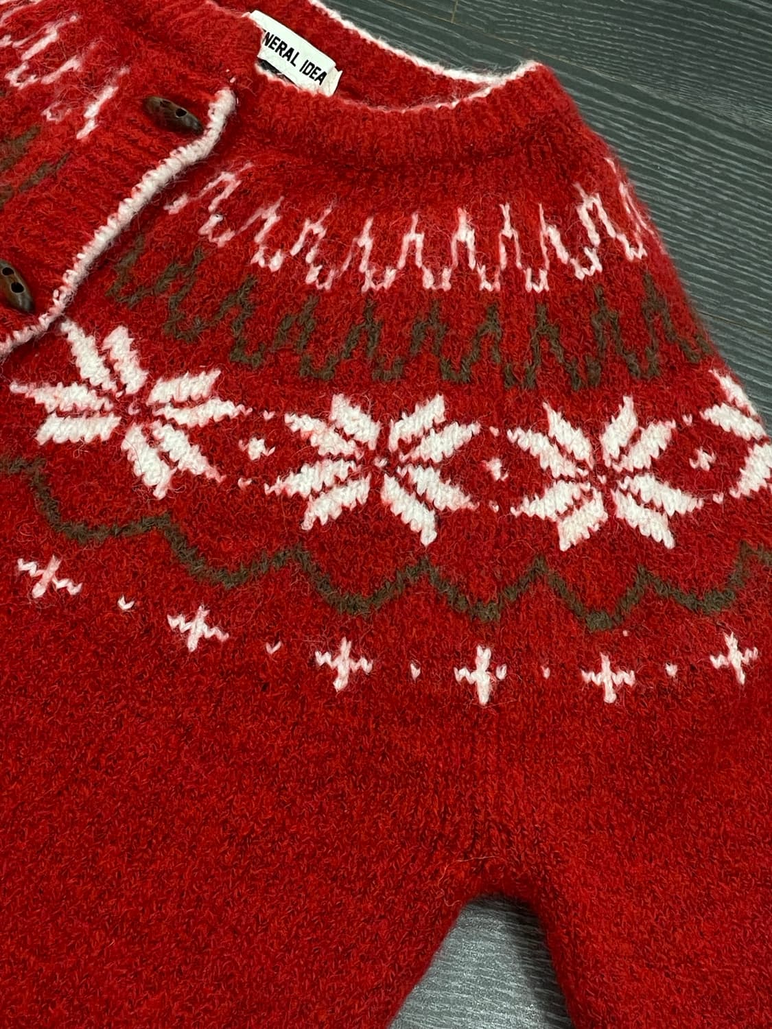 제너럴 아이디어 general idea 울 노르딕 더플 가디건 레드 상품이미지2