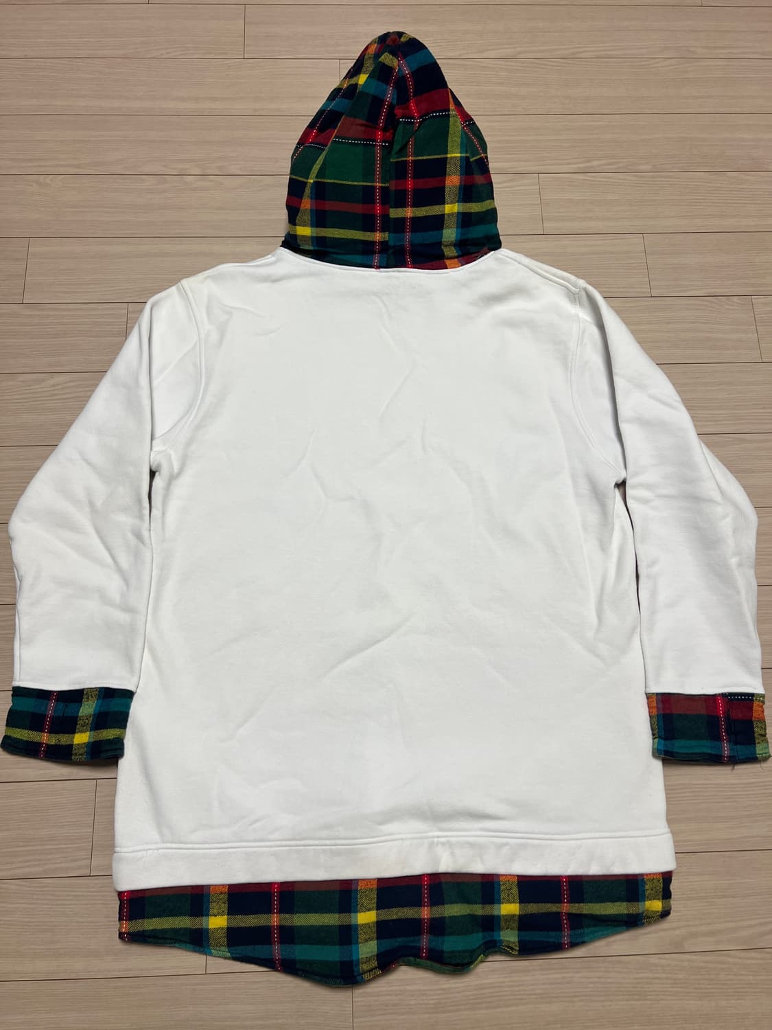 체크 레이어드 후드 맨투맨 / 보드복 이너 추천 / 캐주얼 스트릿 / L 상품이미지2