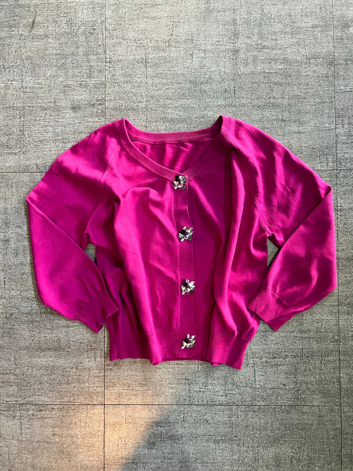 일본빈티지 핀터깔 달천깔페어리 모리걸 큐빅버튼단추 가디건 라일락핑크 상품이미지1