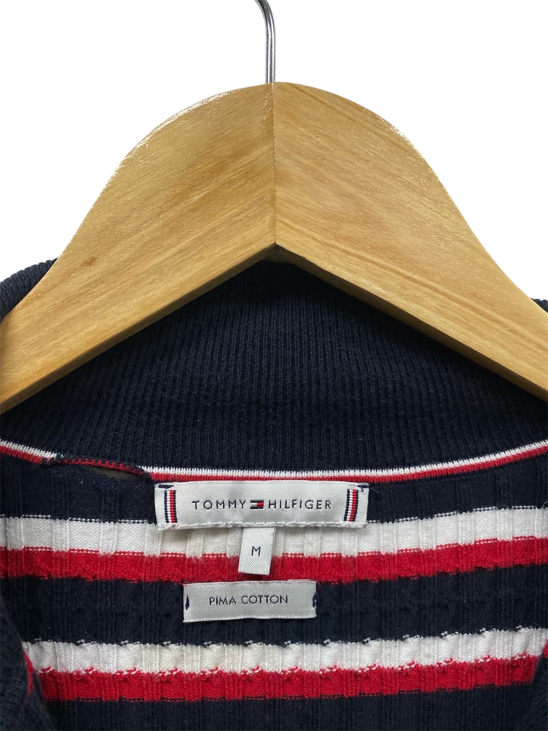 타미힐피거 스트라이프 케이블 집업 가디건 M  상품이미지5