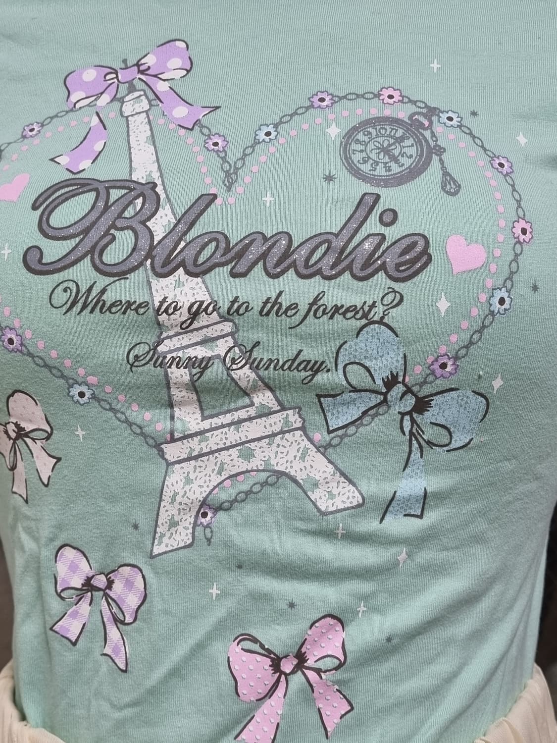 헤이세이 파리 에펠탑 민트색 반팔티 메조피아노  상품이미지3