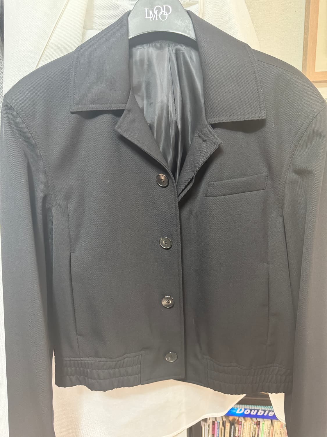 LMOOD 엘버튼 울 블렌드 자켓 트윌 블랙 상품이미지3