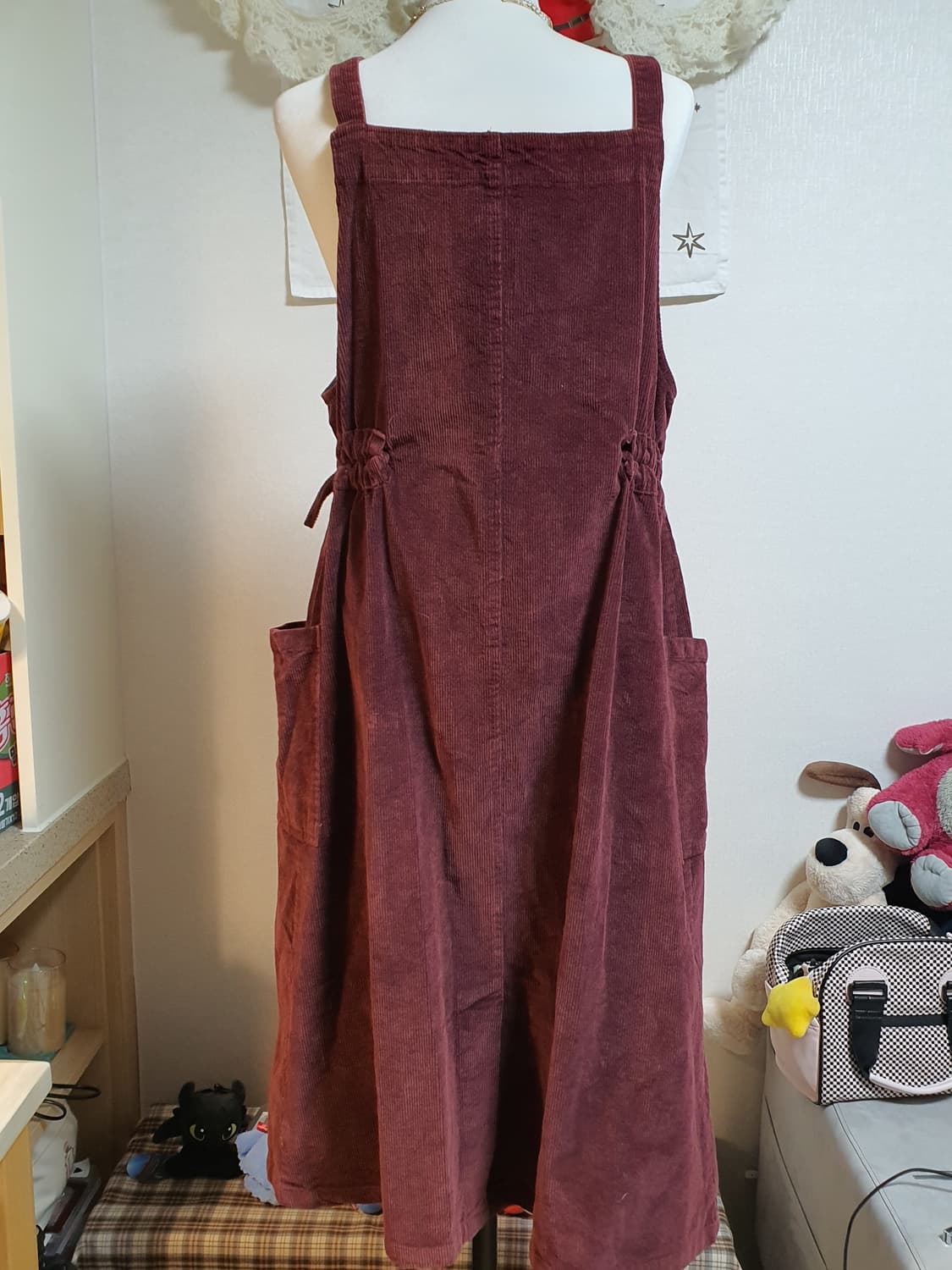 [모리걸] 코듀로이 멜빵 원피스 버건디 상품이미지5