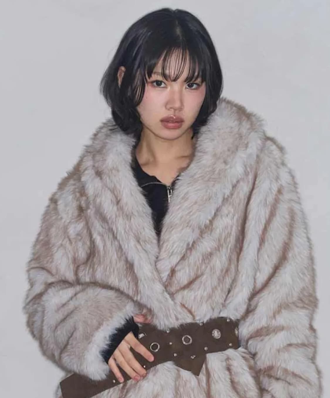 (새상품) 애즈유아 벨티드 코지 퍼 자켓 베이지 상품이미지3