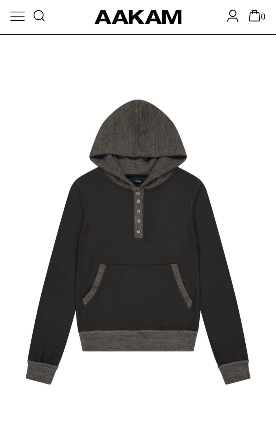 Aakam Contrast Logo Button Hoodie 상품이미지1