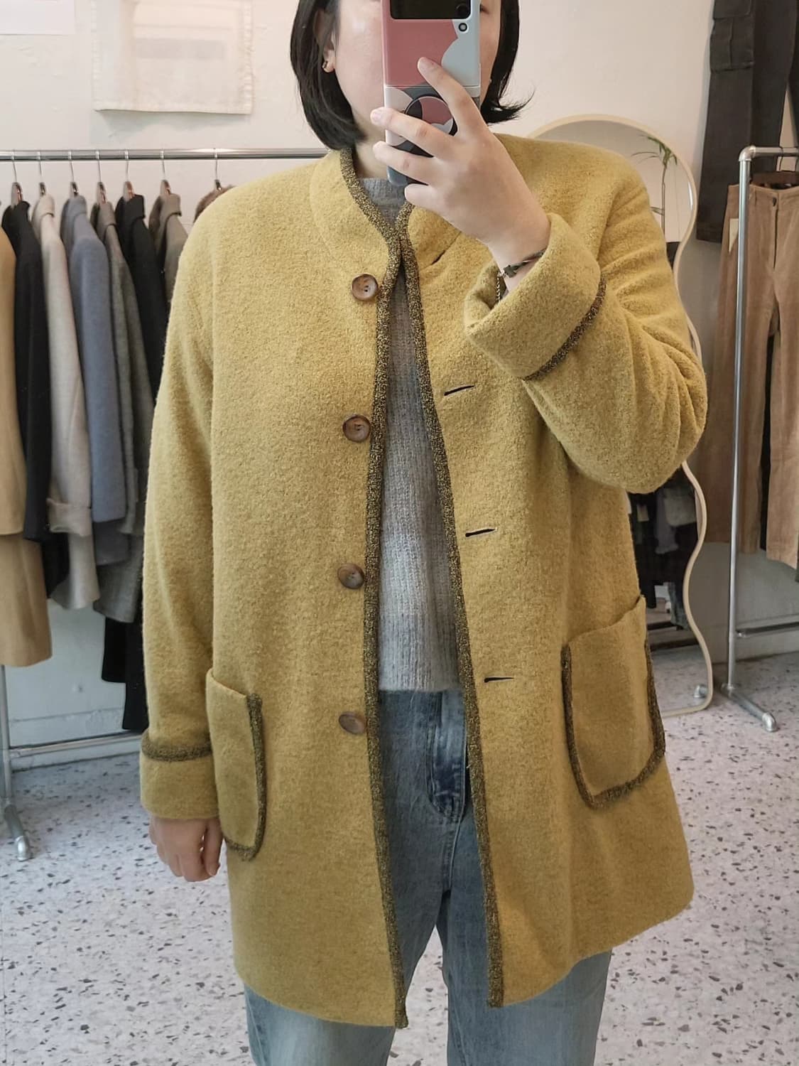 머스터드 울부클 오버핏 코트 상품이미지9