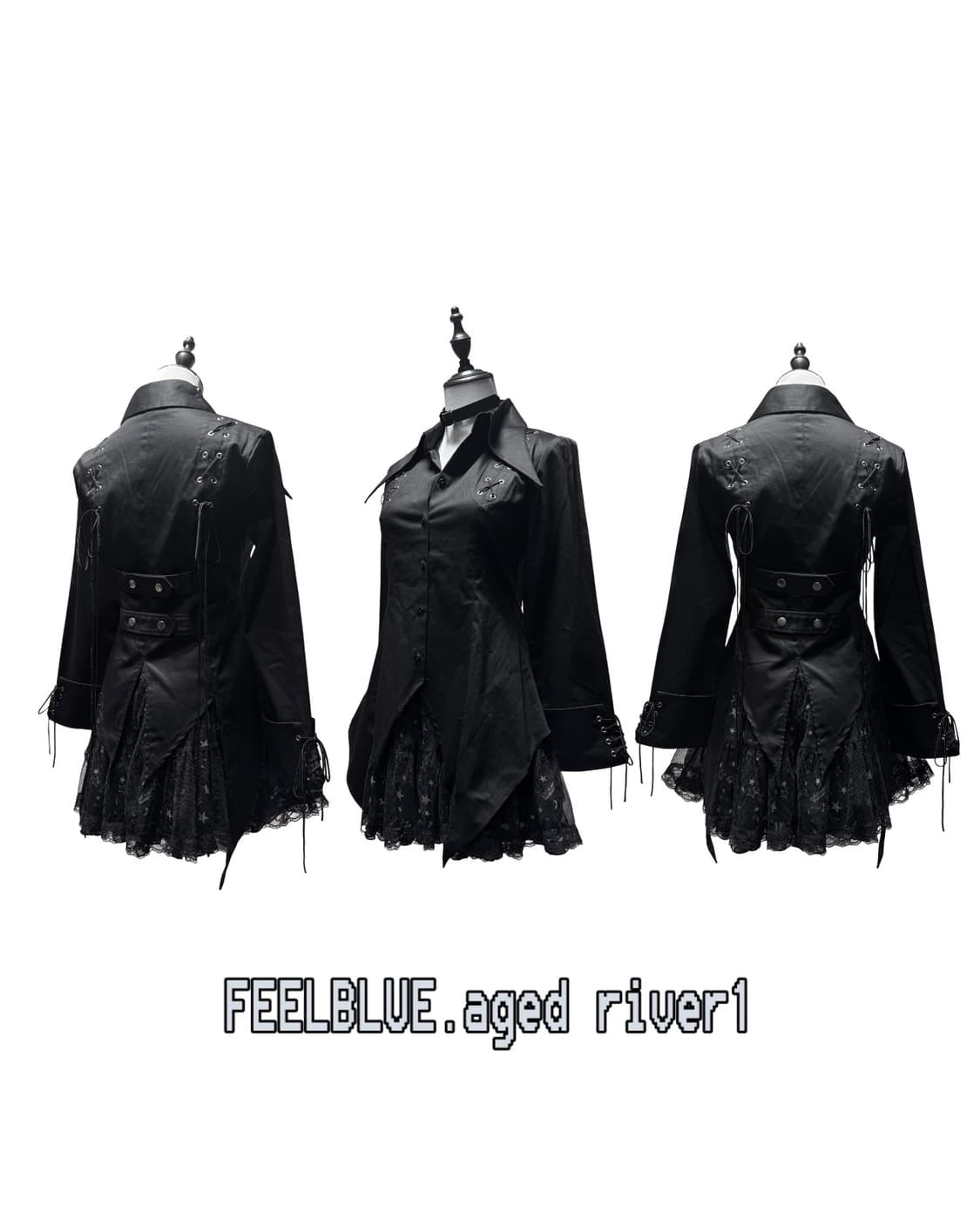 Lace-Up Shirt & Star Skirt Trench Set 상품이미지2
